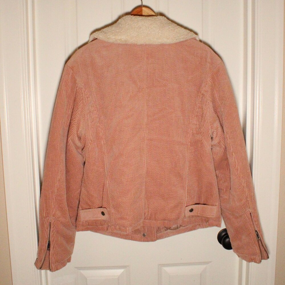 Free people pink corduroy shearling jacket size large - Picture 2 of 4